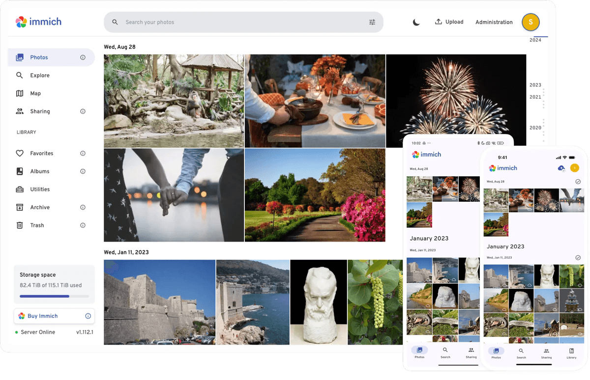 Server Immich lưu trữ ảnh